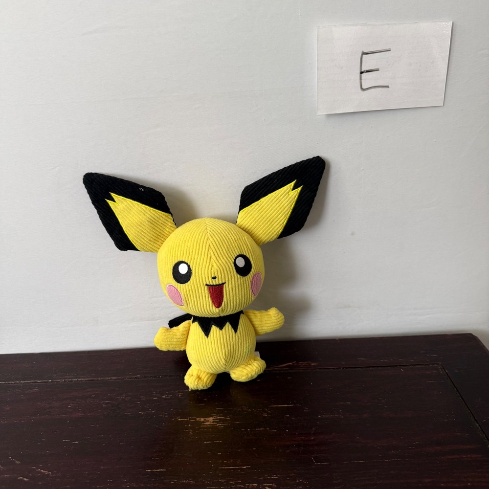 Pokemon Plush Pichu Corduroy Style Yellow Small Toy 2024